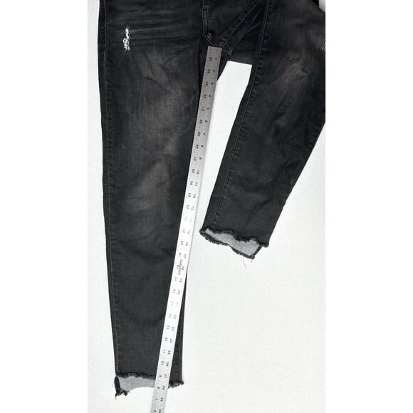 Democracy Jeans Womens 10 Skinny Ab Technology Black Denim Distressed Grunge - Picture 11 of 12